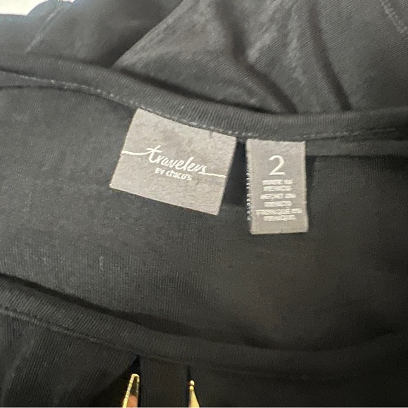 Travelers by Chico's Women’s Size Large Elegant Black Blouse Gold Accent EUC - Picture 7 of 10